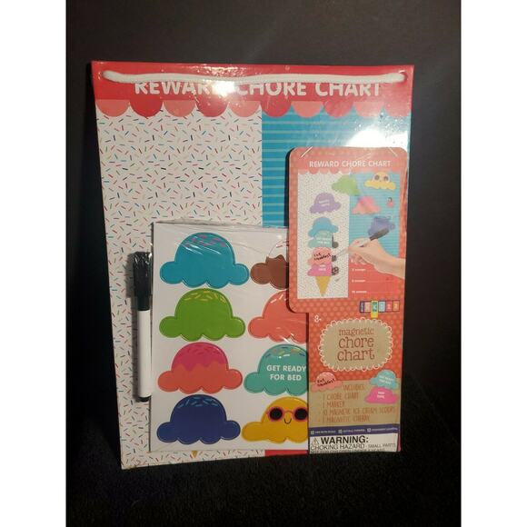 Magnetic Dry Erase Refrigerator ice cream Kid Chore Task Reward Behavior Chart - Picture 1 of 4